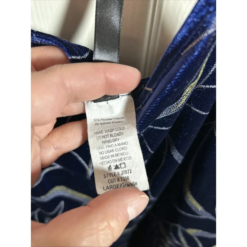 Uptown Blue‎ and Gold Sparkle Jumper Womens Size L Velour Velvet